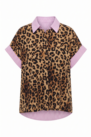 Stripe & Animal Print Twofer Top