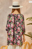 Magenta & Charcoal Floral Top