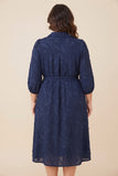Textured Navy Shirt Dress