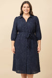 Textured Navy Shirt Dress