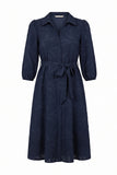 Textured Navy Shirt Dress