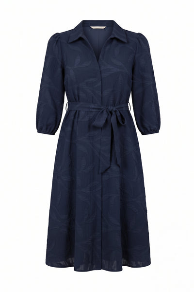 Textured Navy Shirt Dress