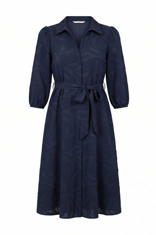 Textured Navy Shirt Dress