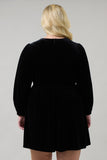 Black Velvet Dress with Rhinestone Bows