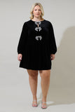 Black Velvet Dress with Rhinestone Bows