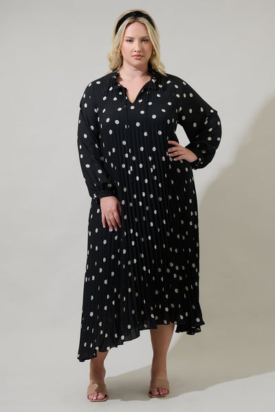 Polka Dot Pleat Midi/Maxi Dress