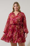 Cranberry Floral Chiffon Dress