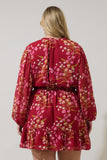 Cranberry Floral Chiffon Dress