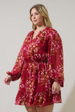 Cranberry Floral Chiffon Dress