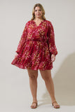 Cranberry Floral Chiffon Dress