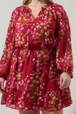 Cranberry Floral Chiffon Dress