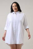 White Cotton Poplin Shirt Dress