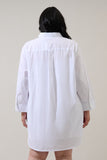 White Cotton Poplin Shirt Dress
