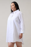 White Cotton Poplin Shirt Dress