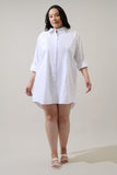 White Cotton Poplin Shirt Dress