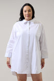 White Cotton Poplin Shirt Dress