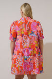 Orange Floral Cotton Shift Dress