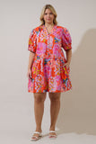 Orange Floral Cotton Shift Dress