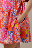 Orange Floral Cotton Shift Dress