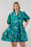 Blue & Green Floral Cotton Dress