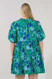 Blue & Green Floral Cotton Dress
