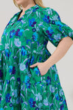 Blue & Green Floral Cotton Dress