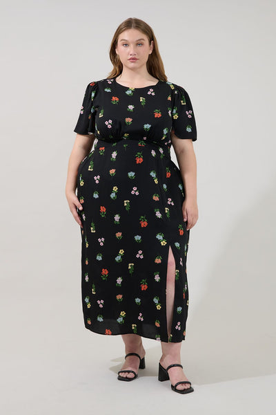 Black Floral Midi/Maxi with Slit