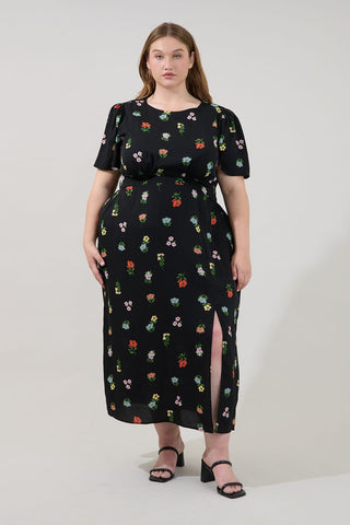 Black Floral Midi/Maxi with Slit