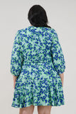 Blue Floral Long Sleeve Wrap Dress