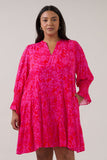 Vibrant Pink Tiered Shift Dress
