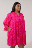 Vibrant Pink Tiered Shift Dress