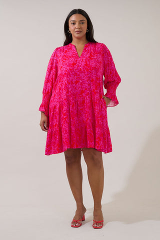 Vibrant Pink Tiered Shift Dress