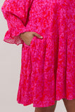 Vibrant Pink Tiered Shift Dress