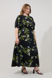 Garden Floral Black Maxi Dress