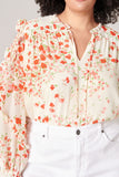 Red Floral Cream Top