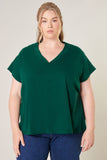 Classic V Neck Cotton Tee in Green