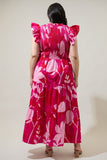 Pink & Red Print Cotton Maxi