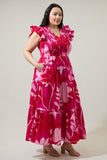 Pink & Red Print Cotton Maxi