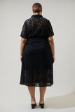 Black Lace Midi Button Up Dress