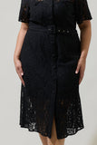 Black Lace Midi Button Up Dress