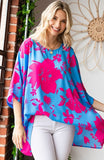 Vibrant Floral Print Poncho Top *CLEARANCE*