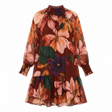 Warm Floral Flowy Dress