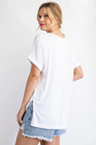 Essential V Neck Tunic Tee in White