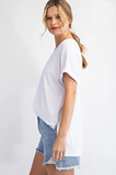 Essential V Neck Tunic Tee in White