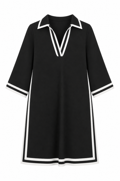 Black with White Contrast Dress