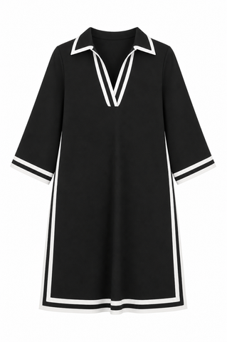 Black with White Contrast Dress
