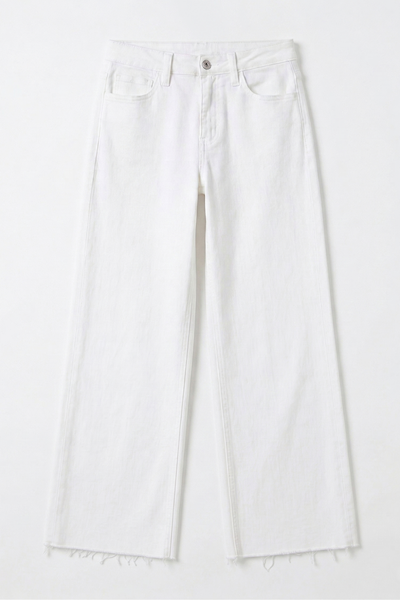 White Wide Leg Crop Denim