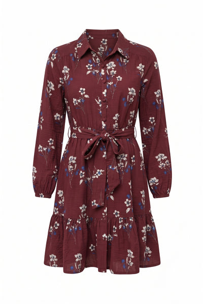 Merlot Floral Button Dress