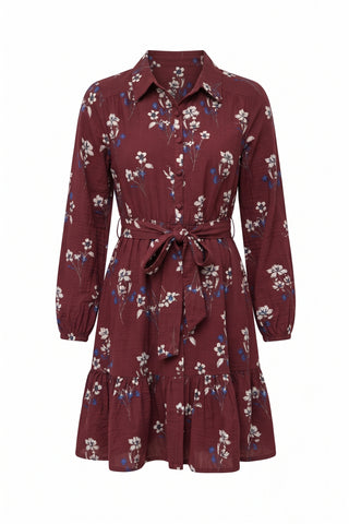 Merlot Floral Button Dress