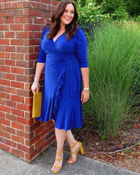 Whimsy Wrap Dress in Cobalt – Gussied Up